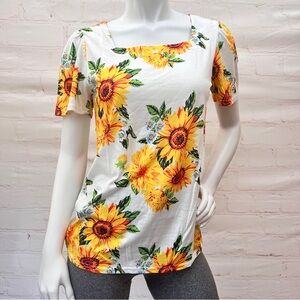 Auneal Women's flower Summer T-Shirt Short Sleeve Casual Tops Shirt Tee Size S